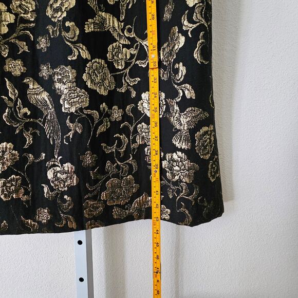 MAEVE Antropologie NWT Black & Gold Slim Jacquard Botanical Mini Dress Sz 14 - Picture 16 of 16